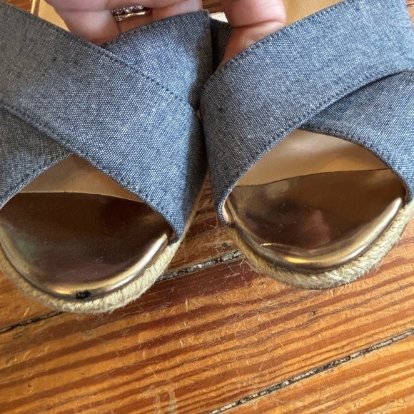 Cole Haan Denim Gold Wedges Ankle Strap Women’s U.S. Size 8.5 - Picture 4 of 9